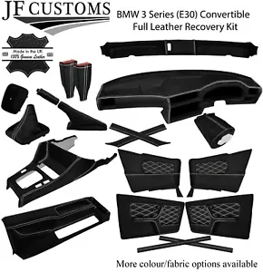 COPERTURE IN PELLE CUCITO BIANCO PER BMW SERIE 3 E30 KIT INTERNO COMPLETO CONVERTIBILE - Foto 1 di 6