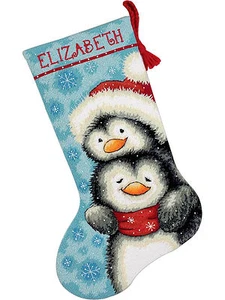 Needlepoint Kit ~ Dimensions Hugging Penguins Christmas Stocking #71-09144 - Picture 1 of 3