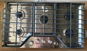 KitchenAid 36" Stainless Steel Gas Cooktop with 5 Sealed Burners - KCGS356ESS00 - Picture 1 of 14