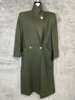 Vintage Bill Blass Signature Size 4 Green Heavy Coat Velvet Collar Gold Buttons - Image 1 of 4