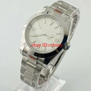 36mm esfera plata estéril fecha luminosa cristal zafiro NH35 reloj automático para hombre - Imagen 1 de 7