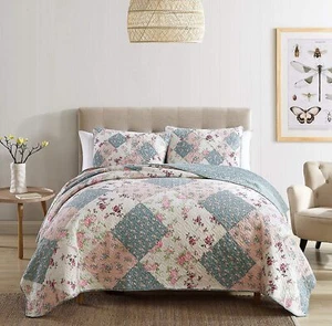 Shabby Chic Floral Patchwork Pre-Washed Cotton Quilt Set Daybed Coverlet Throw - Picture 1 of 12