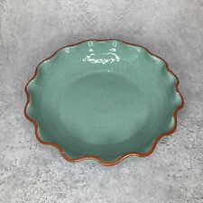 Cevalfer Portugal Handcrafted Large Green Pottery Serving Bowl Platter