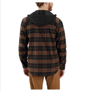 Rugged Flex Relaxed Fit CARHARTT Flannel Fleece Lined Hoodie Shirt Jac XLarge - Picture 1 of 6