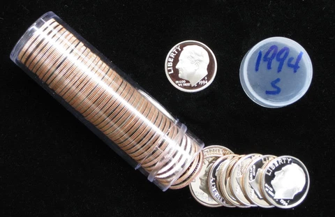 1994-S Proof Roosevelt Dime 50pc Roll Cover