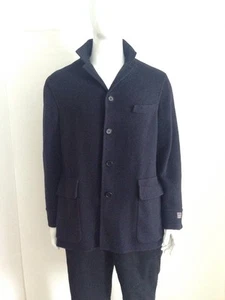 Luca Venturini Men's Navy Blue Wool Coat Jacket Size 42 - Picture 1 of 11