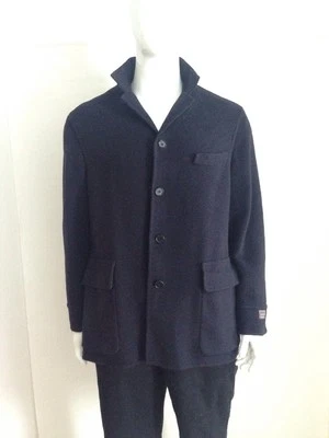 Luca Venturini Men's Navy Blue Wool Coat Jacket Size 42 - Image 1 of 4