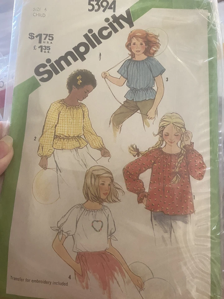 Simplicity Girls Blouse Sewing Pattern 5394 Size 6 Cut & Complete  - Image 1 of 1