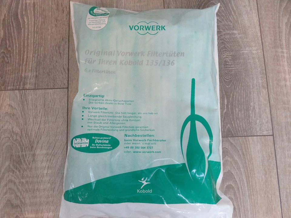VORWERK FOLLETTO ORIGINAL Vorwerk Kobold VK 135 136 Staubbeutel Filtertüten Filter FP 135 VLIES