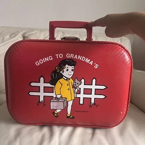 Red Going to Grandma’s Suitcase Bag Vintage - Picture 1 of 10
