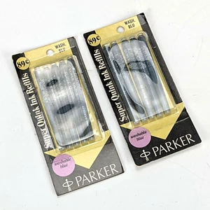 Parker WASHABLE BLUE Super Quink Ink Cartridge Refill Lot 10x - vintage nos - Picture 1 of 5