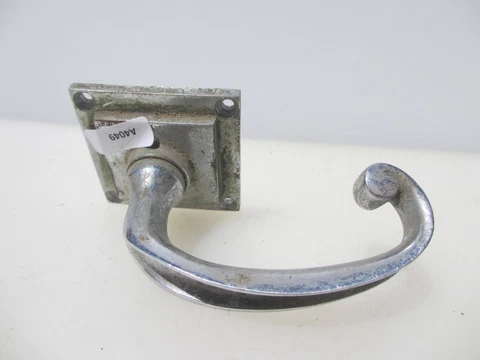 Vintage Brass Lever Door Handle Antique Old Chrome Square Plate Art Deco x1 Cover
