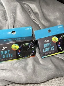 Set Of 2- Bike Lights 20 Multi Color LED 6.5' Wheel Lights 2 AA Batteries Requir - Picture 1 of 5
