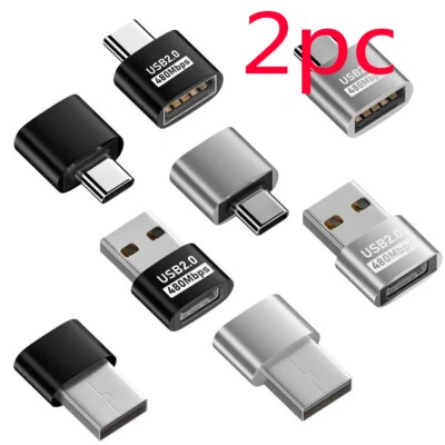 Type C to USB 2.0 Adapter Male USB-A Female Converter Charger Data Phone Jacks - Image 1 of 4