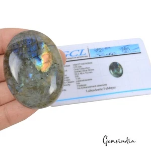 Natural Untreated Labradorite Blue Yellow Shine Oval Cab Certified 175.00 Ct Gem - Picture 1 of 5
