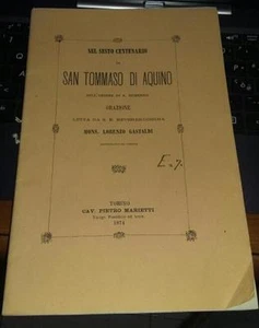 san tommaso di aquino-sesto centenario-orazione mons.lorenzo gastaldi-1874 - Picture 1 of 1