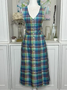 1990s Susan Bristol Vintage Jumper Dress Plaid Size 4 Button Up Vintage Midi - Bild 1 von 9