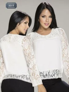 New Women Sexy Colombian Blouse Top Dressy Blusa Colombiana Blanco White 351 - Picture 1 of 2