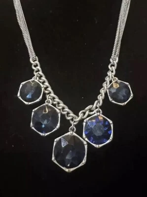 Collar DE COLECCIÓN Keuert Coce 'Cielo Medianoche' Hexágono Azul Vidrio Gota Foto 1 de 4