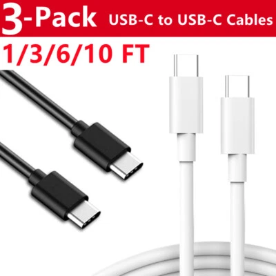 3 Pack USB-C to USB-C Fast Charging Cable Type C Quick Charging Cord Data SYNC - Image 1 of 4