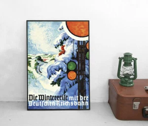Poster Winterreise mit der Reichsbahn 1930 Eisenbahn Plakat Bundesbahn DB - Picture 1 of 3