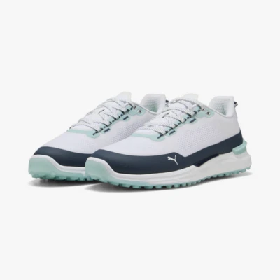 PUMA IGNITE ELEVATE X Spikeless Golf Shoes White / Deep Navy / Modern Mint 31021 - Image 1 of 4