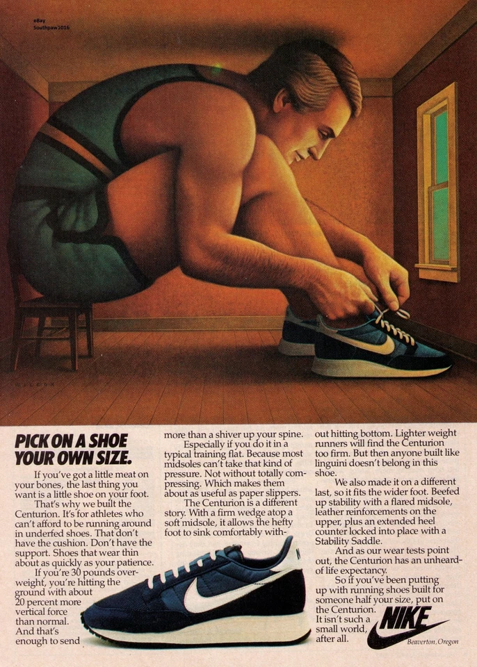 1982 Nike 'Centurion' Pick On Shoe Your Own Size Classic Reprint Ad - Image 1 of 1