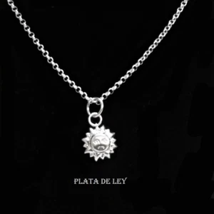 COLLAR COLGANTE SOL de PLATA de ley 925, 10 mm y Cadena de Plata 925. Nuevo - Imagen 1 de 4