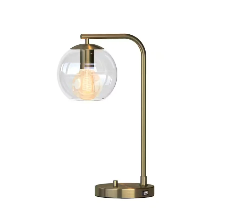 Hampton Bay AF47012U Frazier 21.5 in. Antique Brass Table Lamp with USB Port - Image 1 of 4