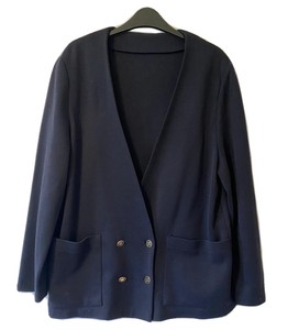 ST MICHAEL Vtg 80s Women's UK 14 M Navy Blue Boxy Jacket Blazer Double Breasted