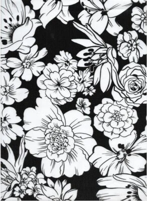 Oilcloth Fabric Elegant Floral Victoria Black Pattern Sold in Yard or Bolt - Image 1 of 2
