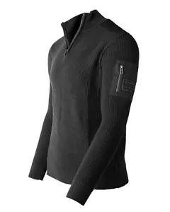 Mens Long Sleeve Pullover Quarter Zip Mock Neck Polo Sweater - Picture 1 of 12
