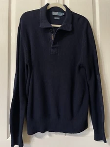 POLO by Ralph Lauren Navy blue 100% cotton pullover long sleeve heavy sweater L - Picture 1 of 11
