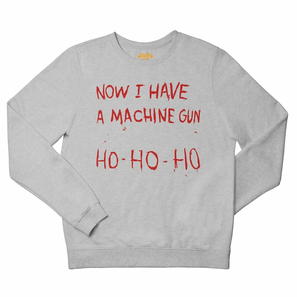 Now I have a Machine Gun, Ho Ho Ho Grey Christmas Jumper Xmas Gift Sweater Top - Image 1 of 1