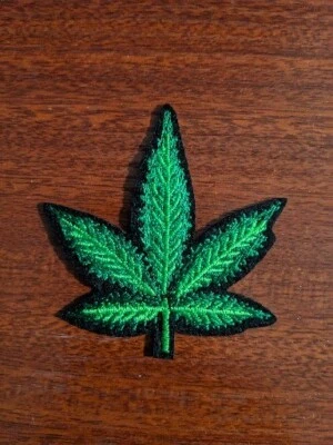 Marijuana Leaf Patch Stoner Cannabis Weed Pot Ganja Embroidered Iron On 2.5x2.5" - Image 1 of 3