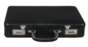Maletín de cuero genuino para oficina, viajes de negocios, cerradura combinada, negro - Imagen 1 de 4