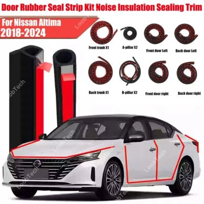 Kit de tiras de sellado de goma para puertas Nissan Altima 18-24 moldura de sellado de aislamiento acústico Foto 1 de 4