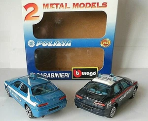 Alfa Romeo 156 Carabinieri Italian Police 1/43 1999 Original Bburago 2 Car Set - Picture 1 of 4