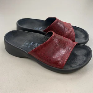 Birkenstock Tatami Sandals Womens 6 Red Leather Animal Print Slides Open Toe 37 - Picture 1 of 12