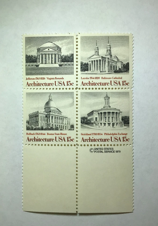 US 15 Cent Architecture Stamps of 1979, Scott #1782, Block of 4, MNH VF/XF. - Image 1 of 1