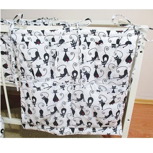 Baby Cot Tidy Hanging Organiser Black Cats 60x60cm 5 Pockets - Image 1 of 1