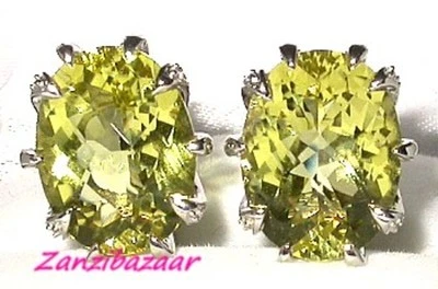 14K WHITE GOLD 14.96CT LEMON QUARTZ & DIAMOND EARRINGS - Image 1 of 4