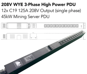 208Y 3-Phase High Power PDU - 12x C19 125A 208V Output - 45kW Mining Server PDU - Picture 1 of 10