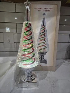 Cracker Barrel RED & GREEN Twirling Christmas Tree Globe - Tested Works w/ Box - Picture 1 of 7