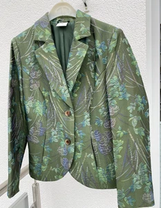 Auffallender Damen Blazer Gr. 40/42 Grün - eingewebtes Blumenmuster - Bild 1 von 5