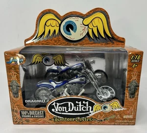 Von Dutch Kustom Cycles Jada Toys Dragnut 1:18 Scale Die-cast Blue Silver NIB - Picture 1 of 6
