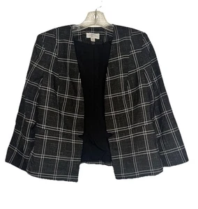 Tahari Printed Plaid Blazer Women’s Size 4P Jacket Black White Grid Workwear NWT - Picture 1 of 13