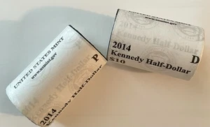 2014 P&D Kennedy Half Dollars US MINT Sealed ROLL Wraps Uncirculated-RARE ☆ - Picture 1 of 2