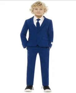 OppoSuits Boys Navy Royale Solid Color Suit & Tie Size 8Y - Picture 1 of 4