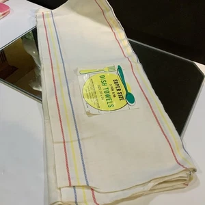 Vintage Super Size Dish Towels Lint Free 30 X 24 Super Absorbent Set of 2 NOS - Picture 1 of 6